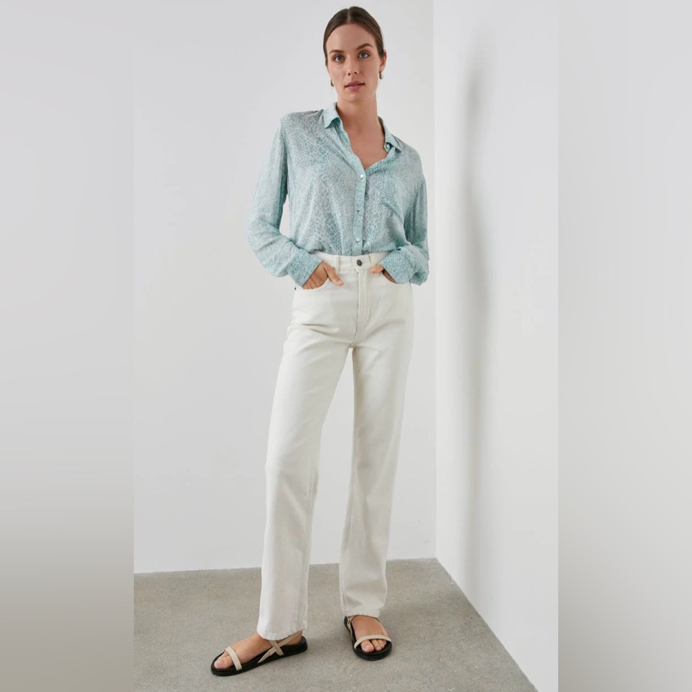 Rails Josephine Aqua Python Light Blue Button Down Shirt size XS